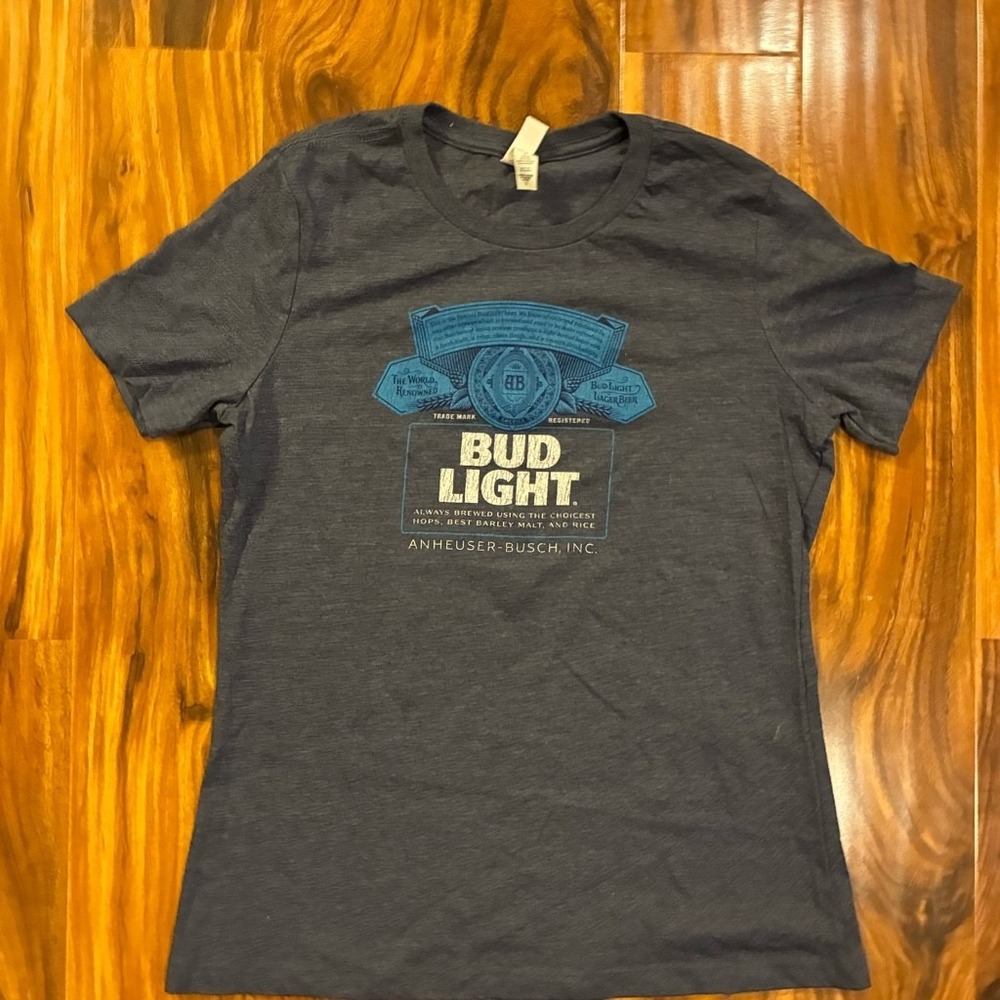 Vintage Bud Light Beer Graphic T-Shirt S Anheuser-Busch Navy Blue‎ Heather